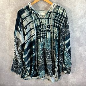 🔺SOLD🔺 Johnny Was Yuri Velvet Oversize Coverup Hoodie w Pocket Boho Womens Small